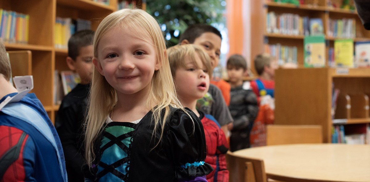 Elementary Student in Halloween costume